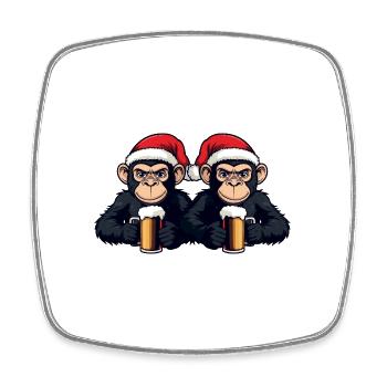 L’équipe de Noël des singes - Magnet carré - blanc - Devant