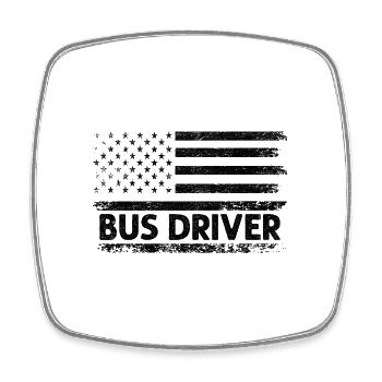 Amerikanische Flagge Busfahrer Patriot Schulbus - Viereckiger Kühlschrankmagnet - Weiß - Vorne