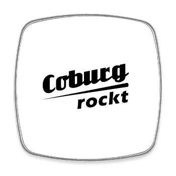 Coburg rockt - Textdesign mit Stadtnamen - Viereckiger Kühlschrankmagnet - Weiß - Vorne