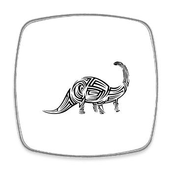 Dinosaur Brontosaurus Tribal Tattoo - Square fridge magnet - white - Front