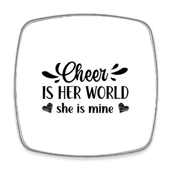 Cheer Is Her World She Is Mine Cheerleading Cheerd - Viereckiger Kühlschrankmagnet - Weiß - Vorne