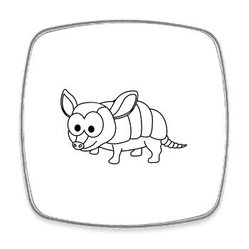 Armadillo Comic Animal - Square fridge magnet - white - Front