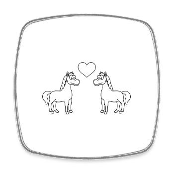 Pferd Comic Tier Paar Liebe - Viereckiger Kühlschrankmagnet - Weiß - Vorne