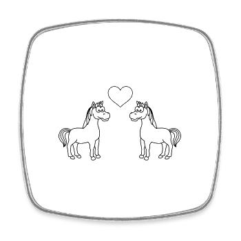 Licorne Bande dessinée Couple Amour - Magnet carré - blanc - Devant