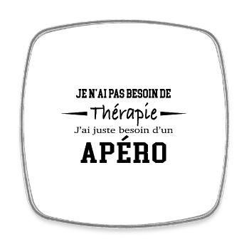 Thérapie apéro - Magnet carré - blanc - Devant