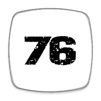 76 Maillot numéro - Magnet carré - blanc - Devant