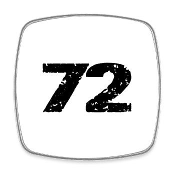 72 Zahl Trikot - Viereckiger Kühlschrankmagnet - Weiß - Vorne