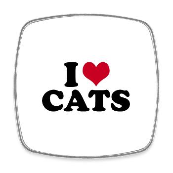 J’aime les chats chat chat chat - Magnet carré - blanc - Devant