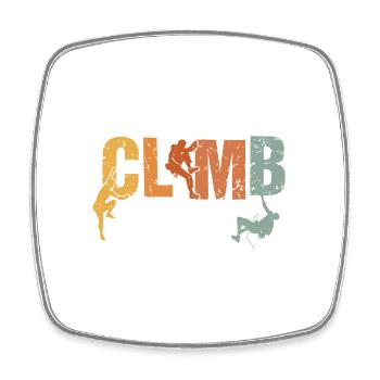 Retro Graphic Climbing Bouldering Rock Climber Mou - Square fridge magnet - white - Front