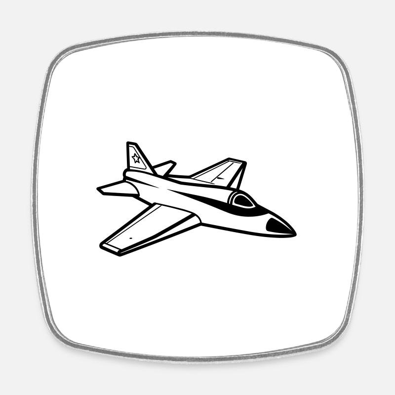 Avion de chasse - Magnet carré - blanc