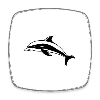 Kleiner Delphin - Viereckiger Kühlschrankmagnet - Weiß - Vorne