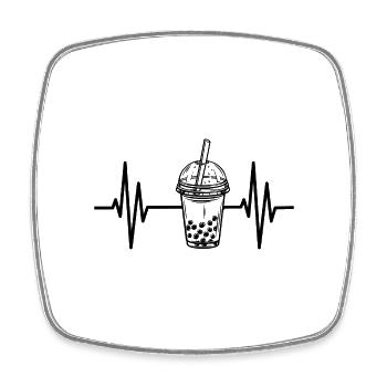 Heartbeat Boba Tea Drink Bubble Tea - Square fridge magnet - white - Front