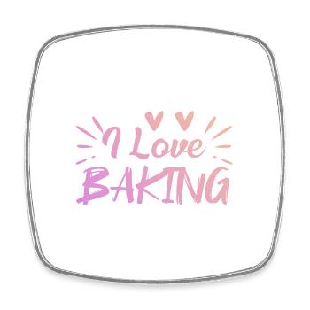 I love baking - Square fridge magnet - white - Front