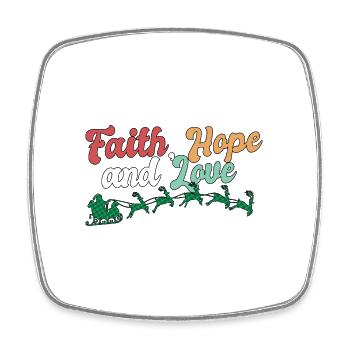 Faith Hope Love Religious Family Christmas - Square fridge magnet - white - Front