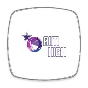 AIM HIGH - Motto with Earth and Star in Violet - Square fridge magnet - white - Front