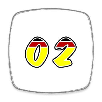2 Zahl symbol Germany - Viereckiger Kühlschrankmagnet - Weiß - Vorne