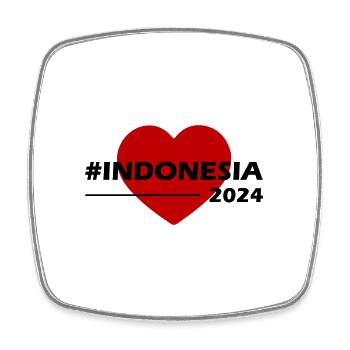 Indonesia 2024 Herz Liebe - Viereckiger Kühlschrankmagnet - Weiß - Vorne
