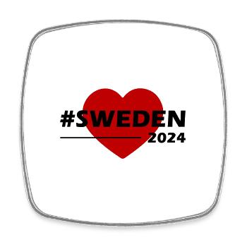 Schweden 2024 Herz Liebe - Viereckiger Kühlschrankmagnet - Weiß - Vorne