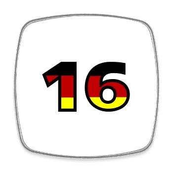 16 Numéro Allemagne Jersey - Magnet carré - blanc - Devant