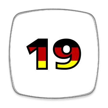 19 Numéro Allemagne Jersey - Magnet carré - blanc - Devant