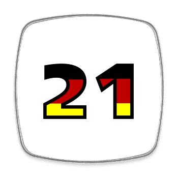 21 Number Germany Jersey - Square fridge magnet - white - Front