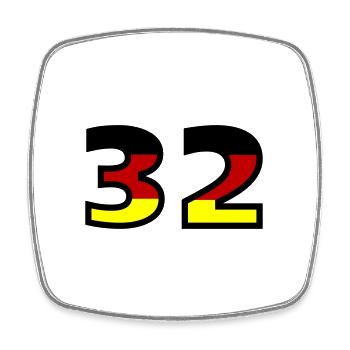 32 Numéro Allemagne Jersey - Magnet carré - blanc - Devant