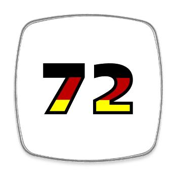 72 Zahl Deutschland Trikot - Viereckiger Kühlschrankmagnet - Weiß - Vorne