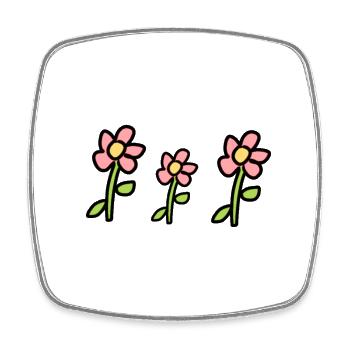 Three Flowers Plants Flower Symbol Pink - Square fridge magnet - white - Front