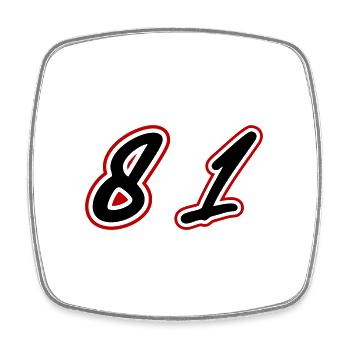 81 Zahl Symbol - Viereckiger Kühlschrankmagnet - Weiß - Vorne