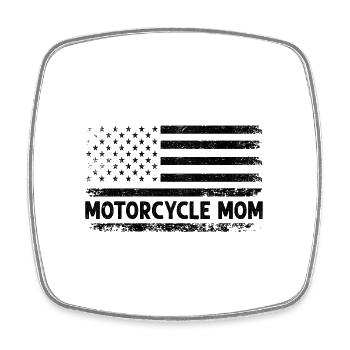 Drapeau Américain Moto Maman Patriote Motard Mère - Magnet carré - blanc - Devant