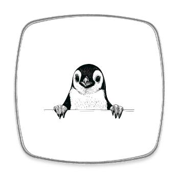 Pinguin - Viereckiger Kühlschrankmagnet - Weiß - Vorne