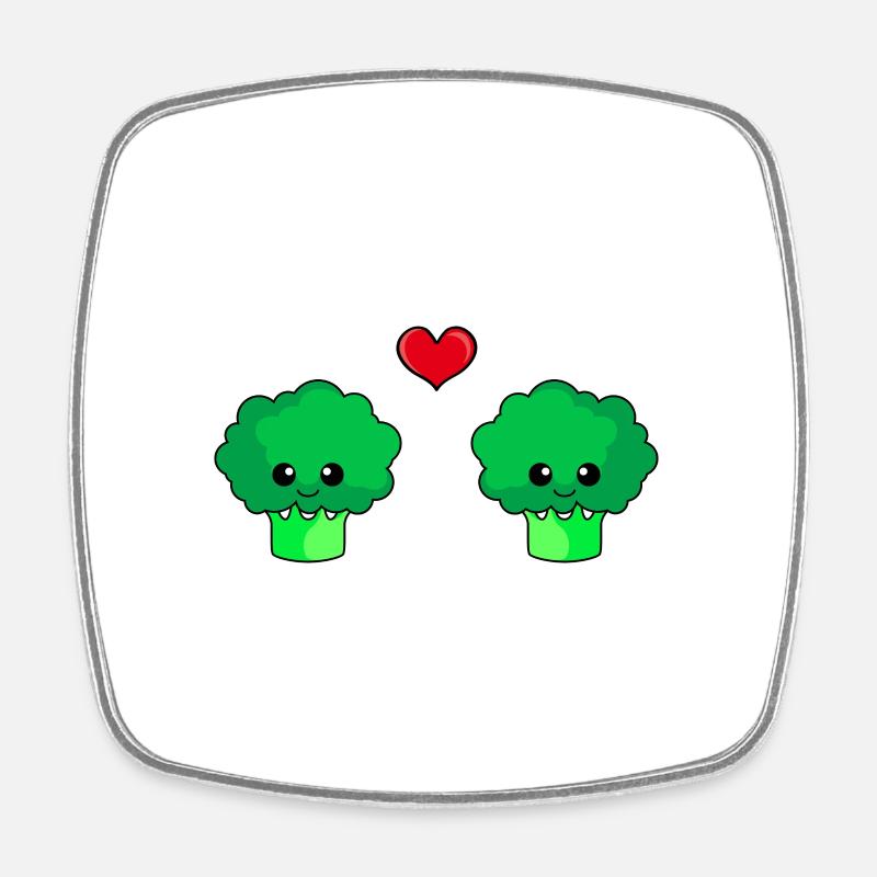 Broccoli Paar Liebe Comic - Viereckiger Kühlschrankmagnet - Weiß
