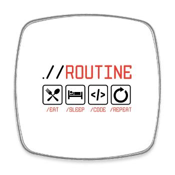 Routine Eat Sleep Code Repeat Software Developer C - Viereckiger Kühlschrankmagnet - Weiß - Vorne