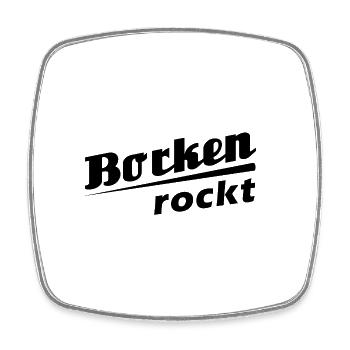 Borken rockt - Textdesign mit Stadtnamen - Viereckiger Kühlschrankmagnet - Weiß - Vorne