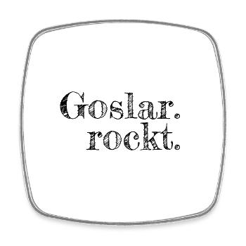 Goslar rockt - Textdesign mit Stadtnamen - Viereckiger Kühlschrankmagnet - Weiß - Vorne