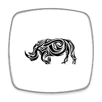 Rhino Tribal Tattoo - Square fridge magnet - white - Front