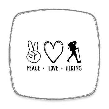 Peace Love Hiking Mountaineering Trekking Outdoor - Viereckiger Kühlschrankmagnet - Weiß - Vorne