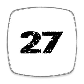 27 Zahl Trikot - Viereckiger Kühlschrankmagnet - Weiß - Vorne