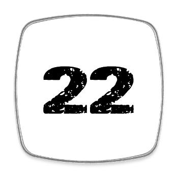 Maillot 22 numéro - Magnet carré - blanc - Devant