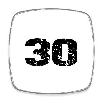 Maillot 30 Numéro - Magnet carré - blanc - Devant