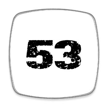 53 Numéro maillot - Magnet carré - blanc - Devant