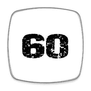 60 Number jersey - Square fridge magnet - white - Front