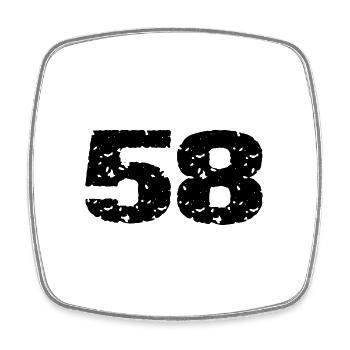 58 Maillot numéro - Magnet carré - blanc - Devant