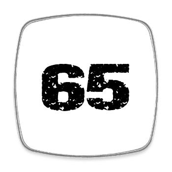 65 Maillot numéro - Magnet carré - blanc - Devant