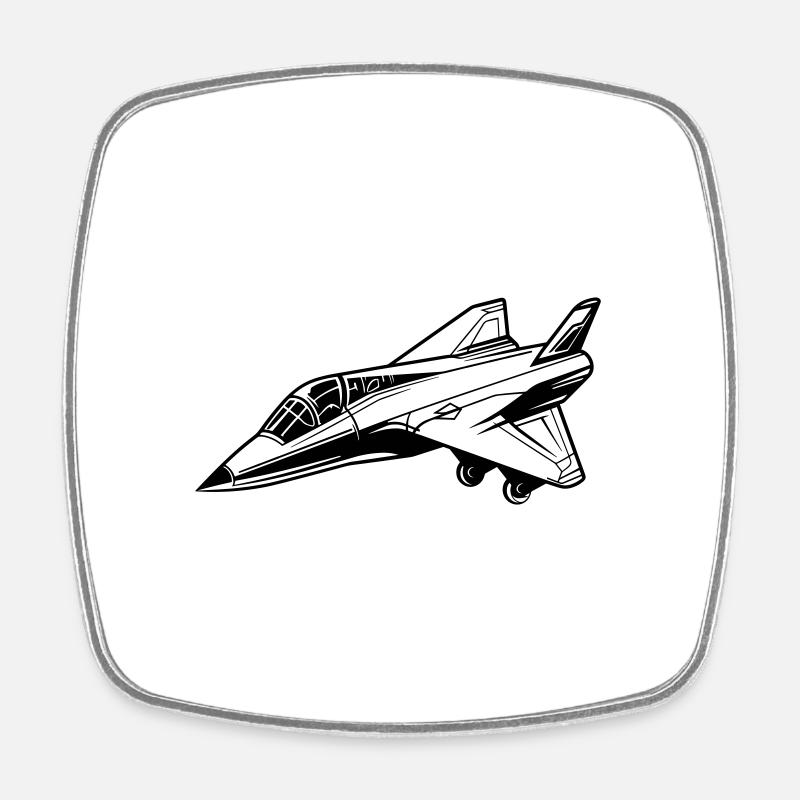 Avion de chasse - Magnet carré - blanc