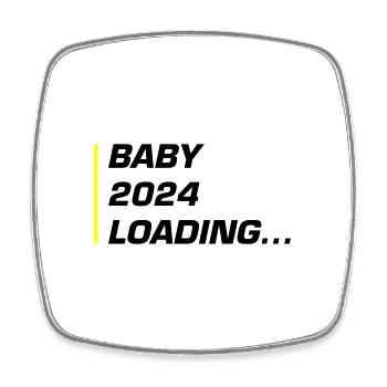 Baby 2024 Loading - Square fridge magnet - white - Front