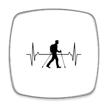Nordic Walking Man Pulse Frequency - Square fridge magnet - white - Front