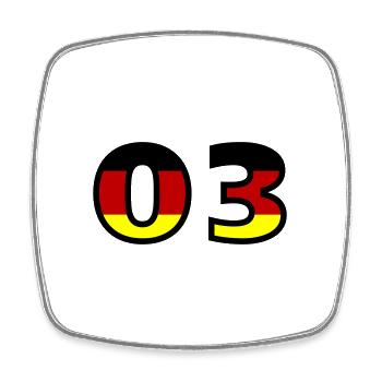 3 Number Germany Jersey - Square fridge magnet - white - Front
