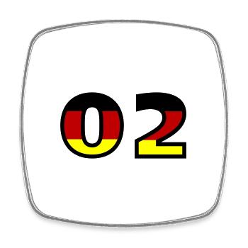 2 Zahl Deutschland Trikot - Viereckiger Kühlschrankmagnet - Weiß - Vorne