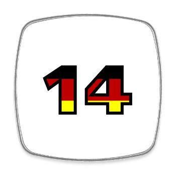 14 Numéro Allemagne Jersey - Magnet carré - blanc - Devant